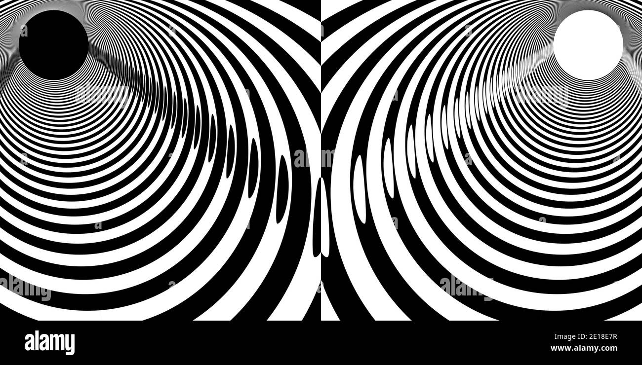 abstract black white tunnel. Round wormhole, path into unknown. Scientific research and travel. Vector Stock Vector