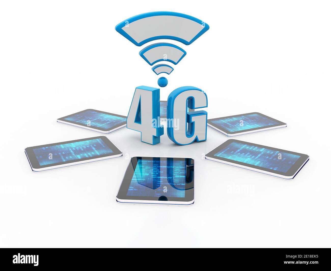 4G LTE wireless communication technology, Mobile telecommunication cellular high speed data connection business concept, isolated on white background. Stock Photo