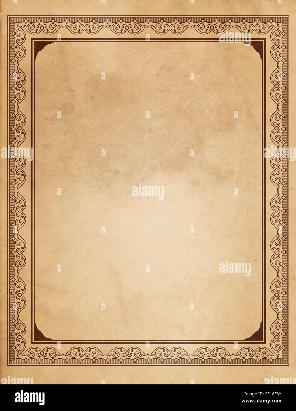 Old paper background with decorative border. Stock Photo