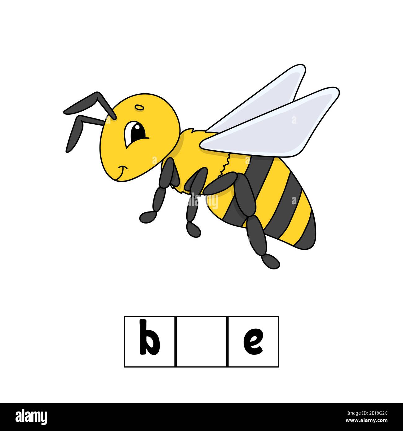 Words puzzle, bee. Education developing worksheet. Learning game for kids. Color activity page. Puzzle for children. Riddle for preschool. Simple flat Stock Vector
