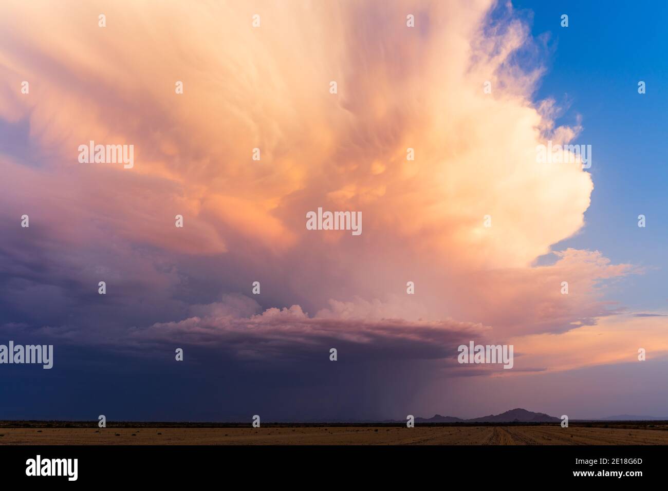 Cumulonimbus clouds at sunset from a thunderstorm n Arizona Stock Photo