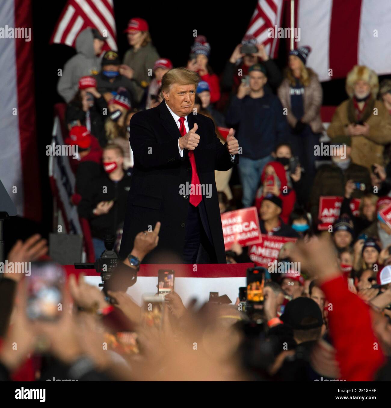 Dalton, USA. 4th Jan, 2021. President Donald Trump holds final Victory ...