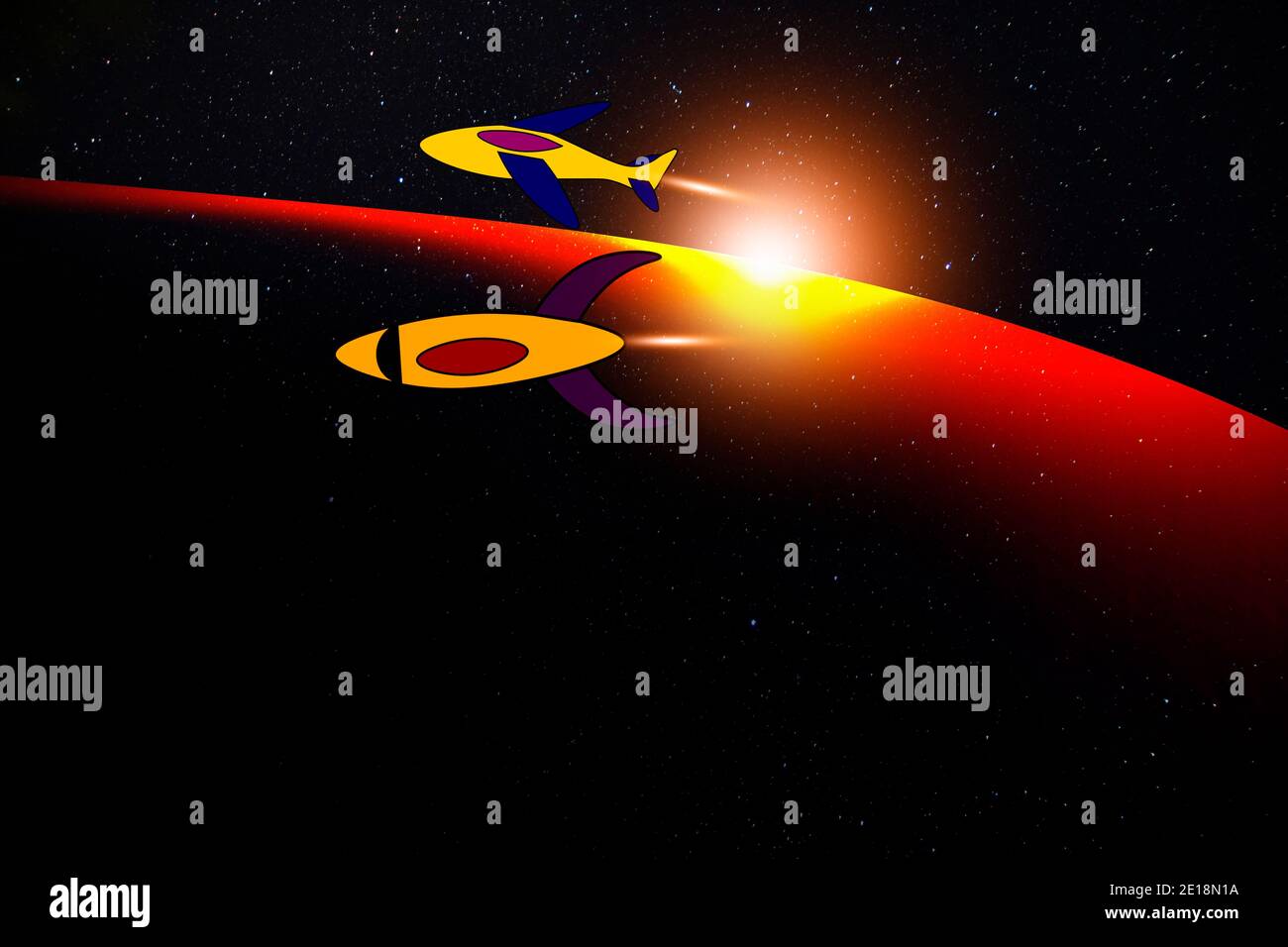 Space rocket ship wallpaper background hi-res stock photography and ...