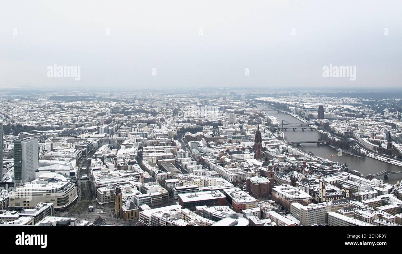Aerial view of the city of Frankfurt am Main in winter Stock Photo - Alamy