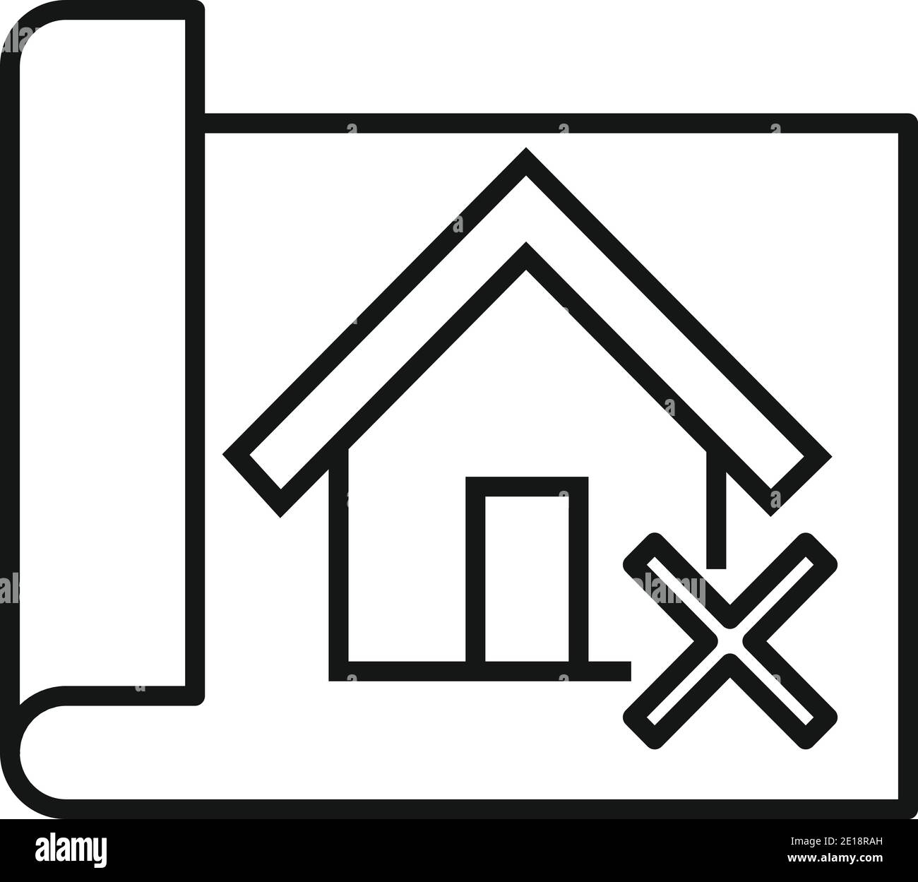 House demolition plan icon, outline style Stock Vector