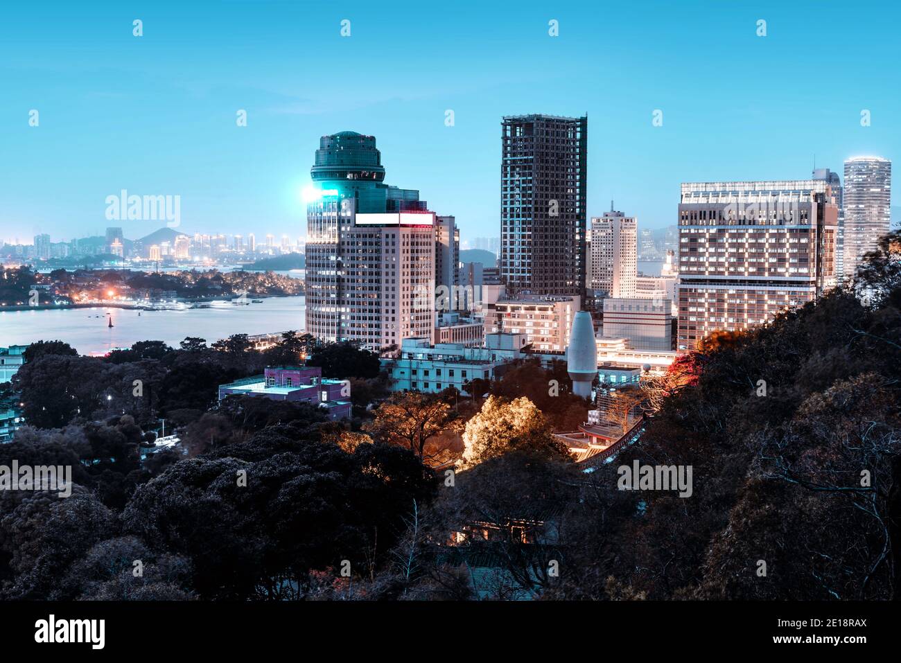Xiamen Siming District Urban Architecture Night Scenery Stock Photo