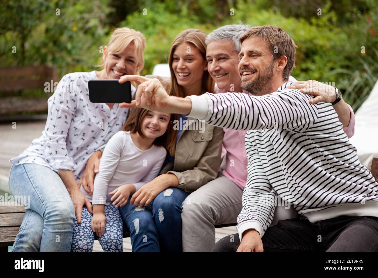 Family taking selfie Stock Photo