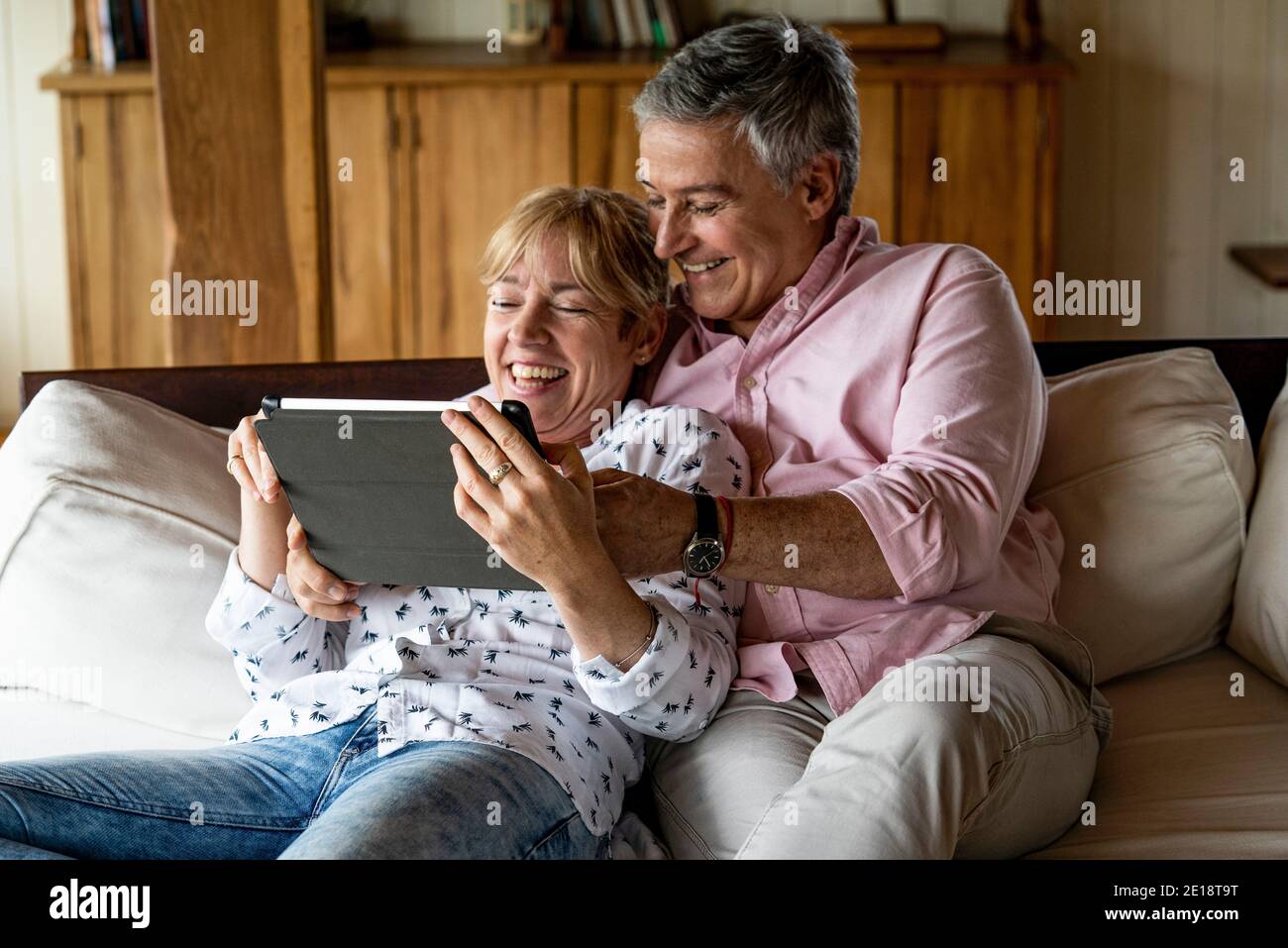 Senior couple using digital tablet Stock Photo