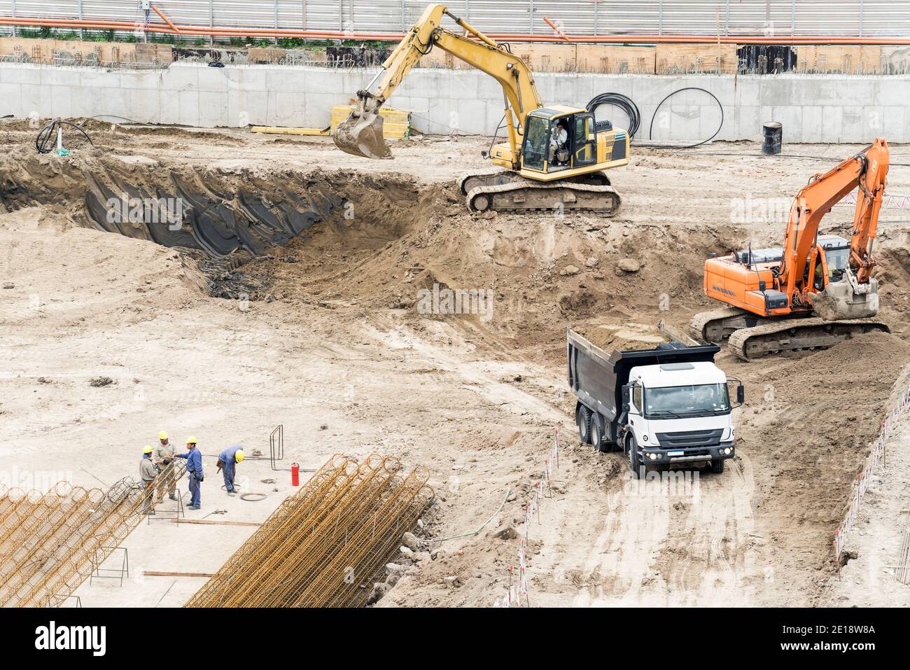 Elevated view of construction site Stock Photo