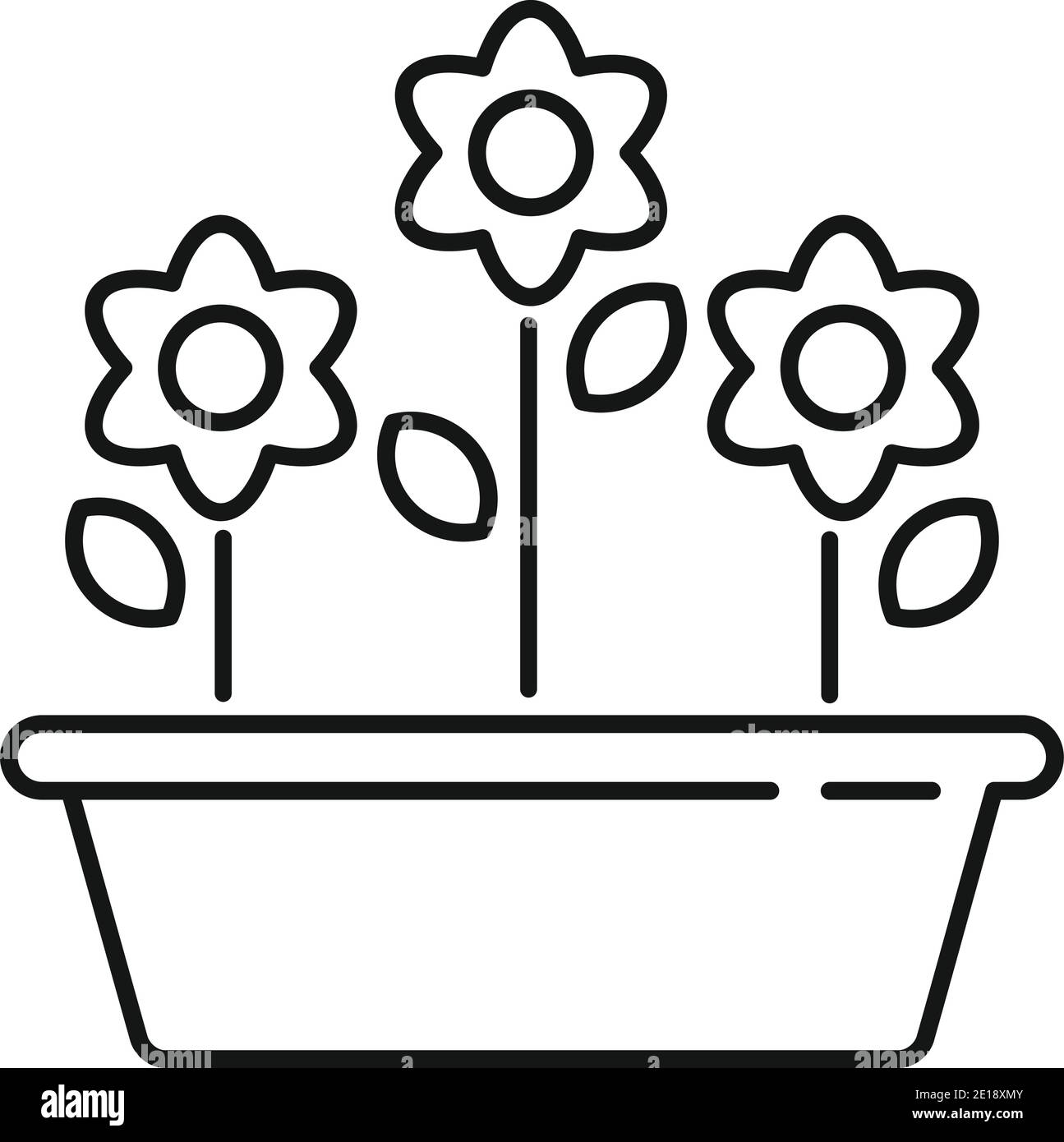 Outdoor flower pot icon, outline style Stock Vector