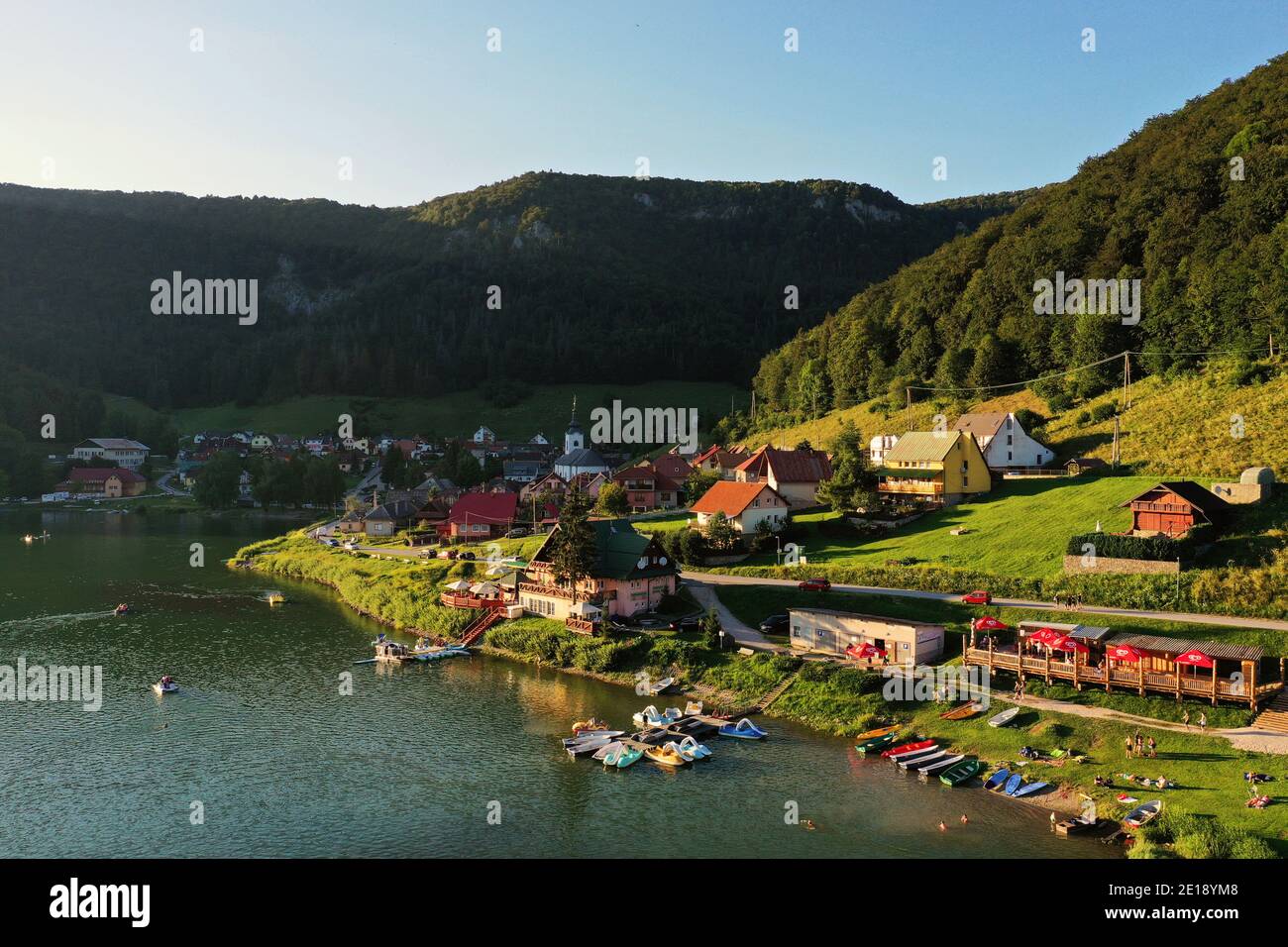 Aerial view of the village Dedinky in Slovakia Stock Photo