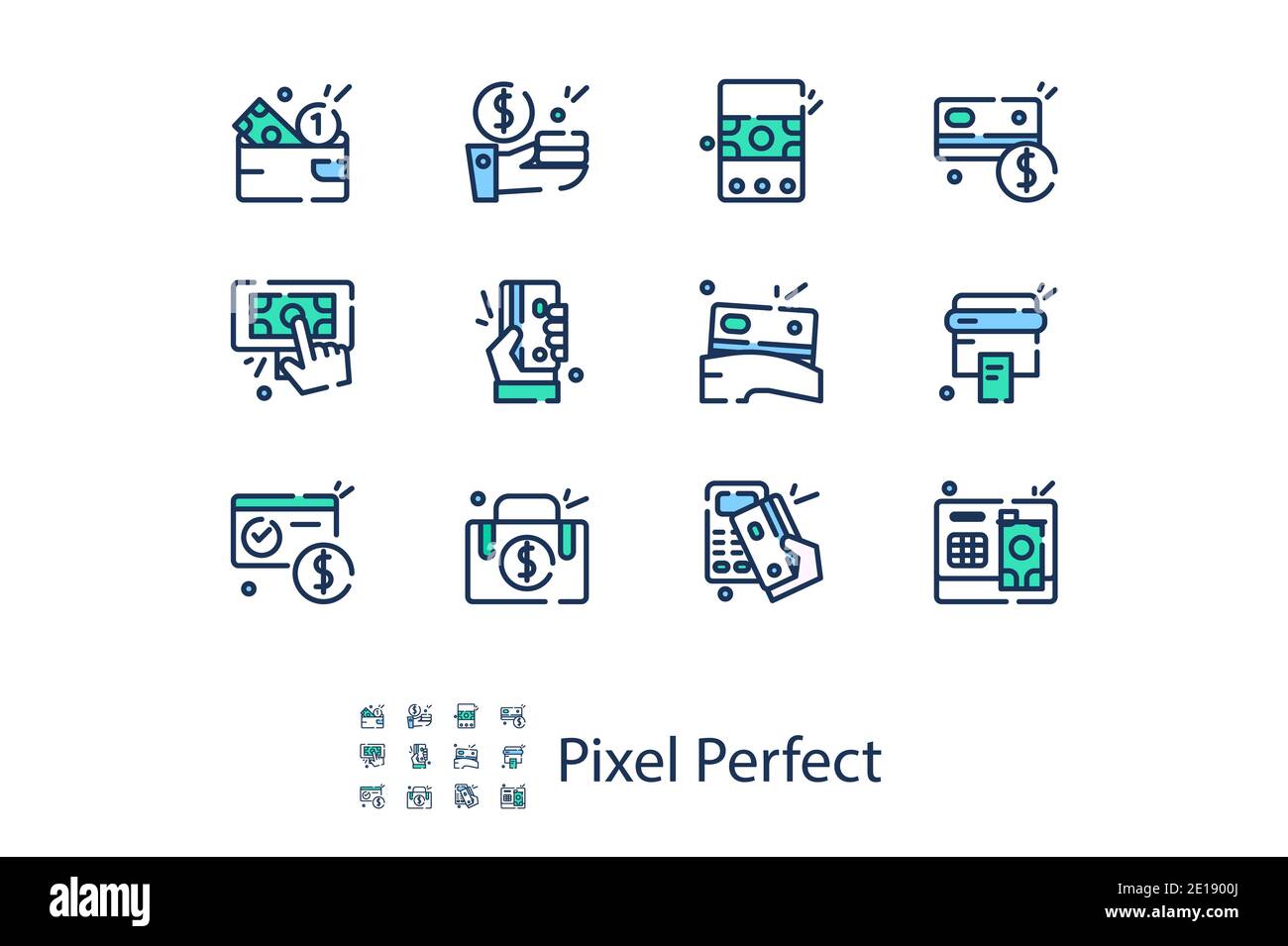 linear icons on the topic of payment in a flat style Stock Vector Image ...