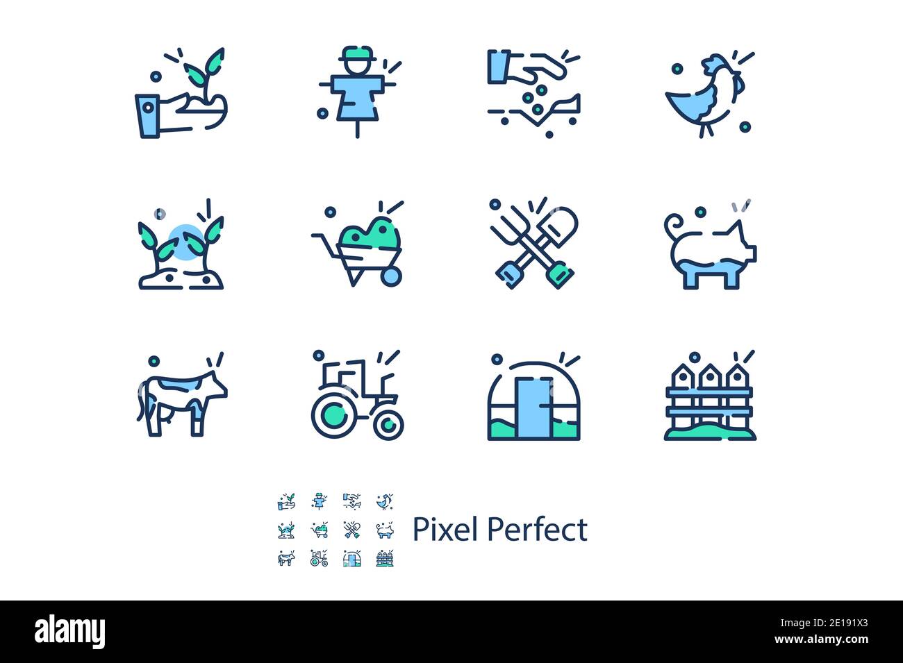 Linear icons on the theme of farming in Pixel Perfect 48x Stock Vector ...