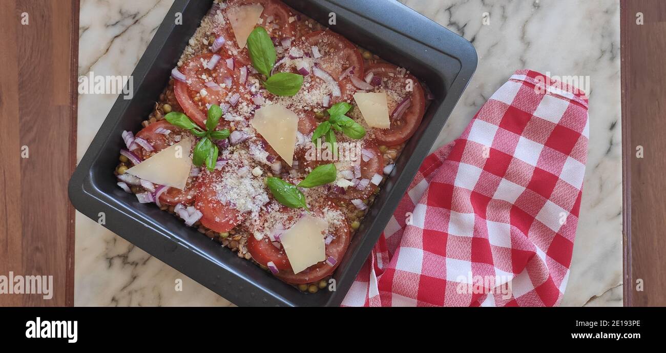 Baked vegetarian italian timbale Stock Photo Alamy