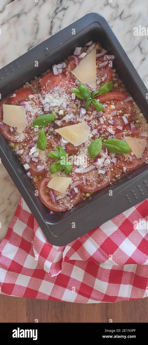 Baked vegetarian italian timbale Stock Photo Alamy