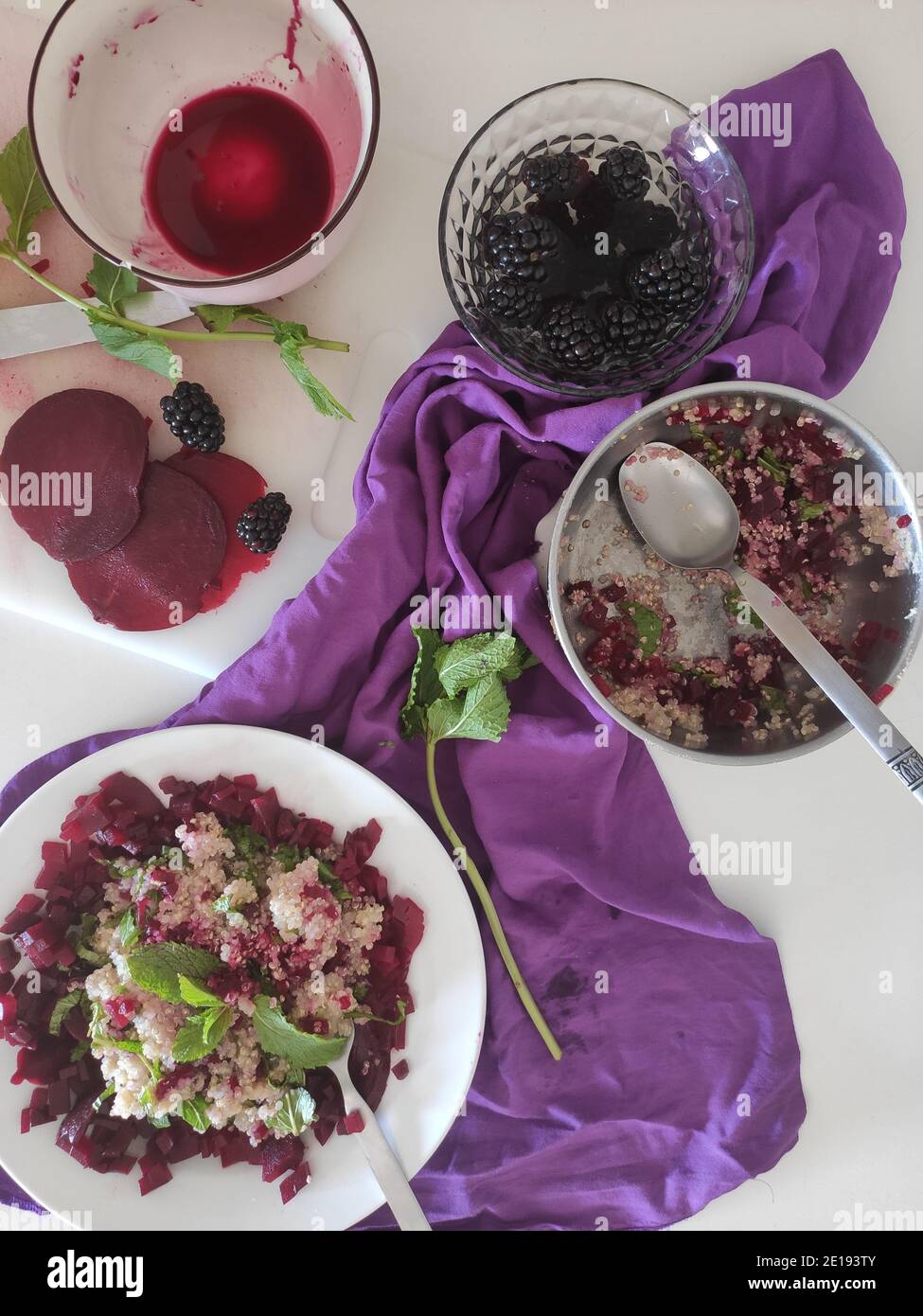 Original purple quinoa salad Stock Photo