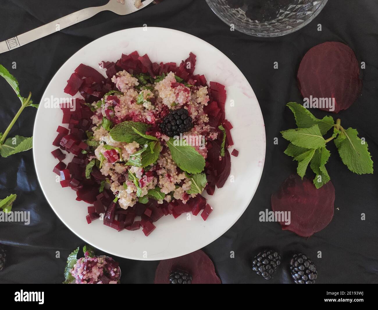 Original purple quinoa salad Stock Photo
