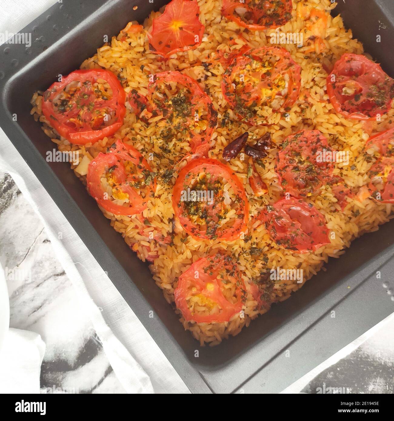 Baked vegetarian italian timbale Stock Photo Alamy