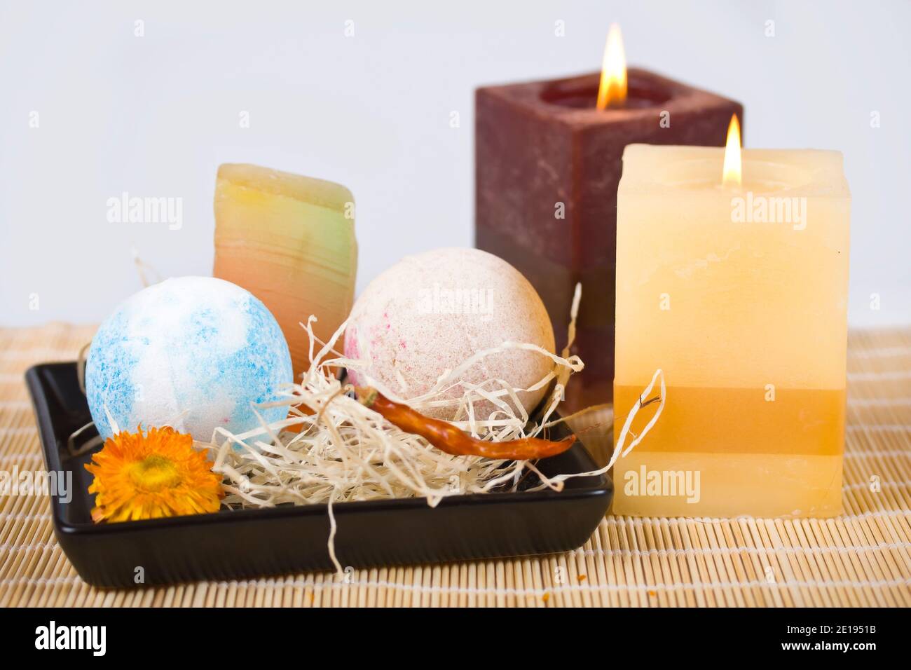 Soaps, bath beads and candles Stock Photo Alamy
