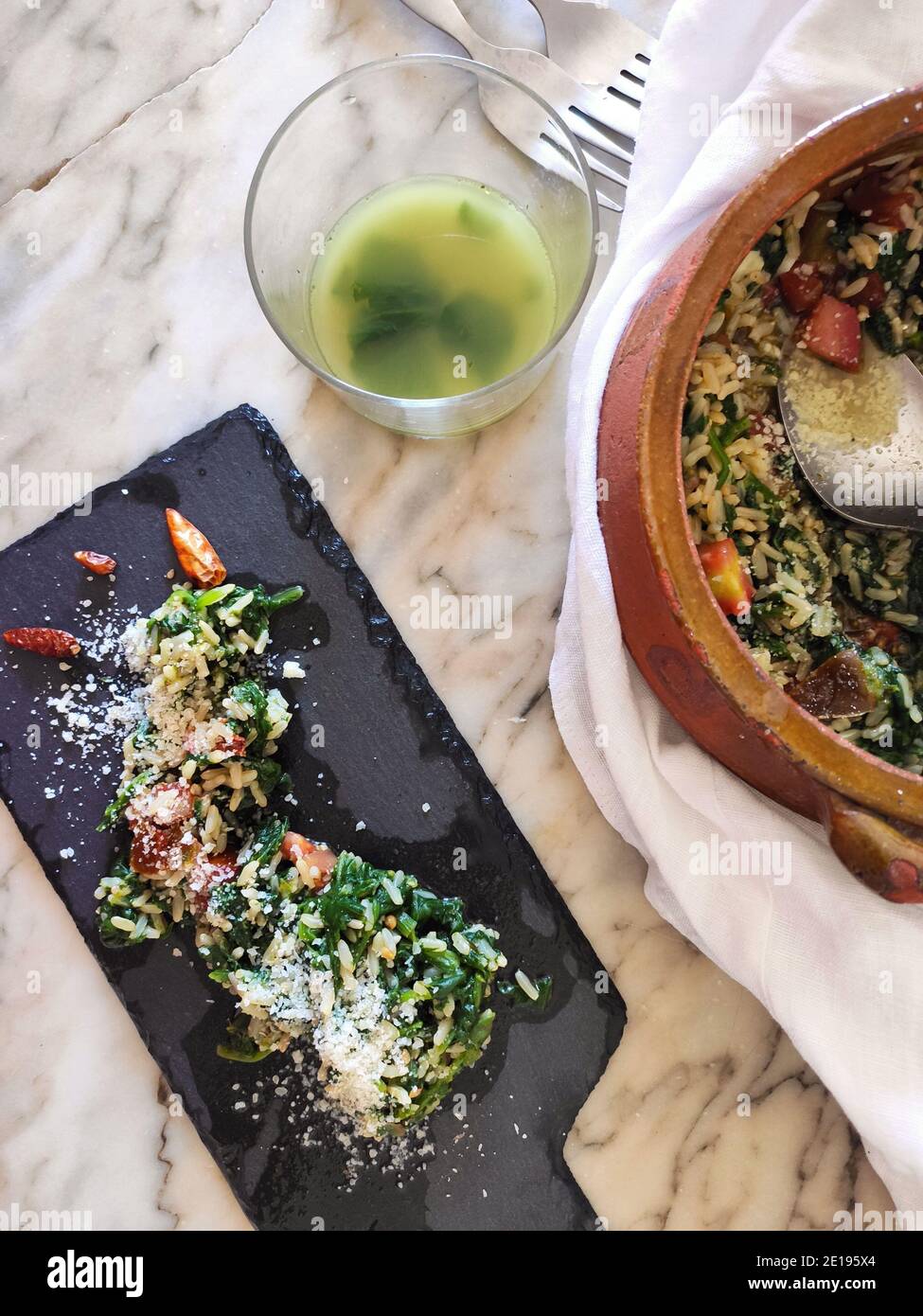 Spinach and parmesan risotto Stock Photo