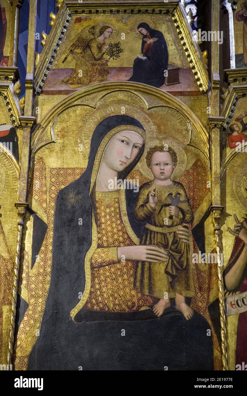 Italy, Tuscany: Siena. The Santa Maria Assunta Cathedral (Duomo di Siena). The “Madonna with Child and Saints' by artist Andrea Vanni Stock Photo