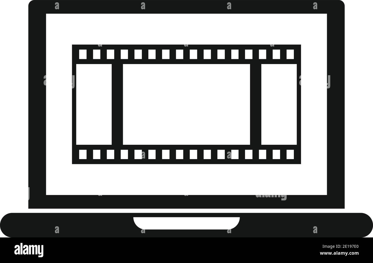 Video edit laptop icon, simple style Stock Vector