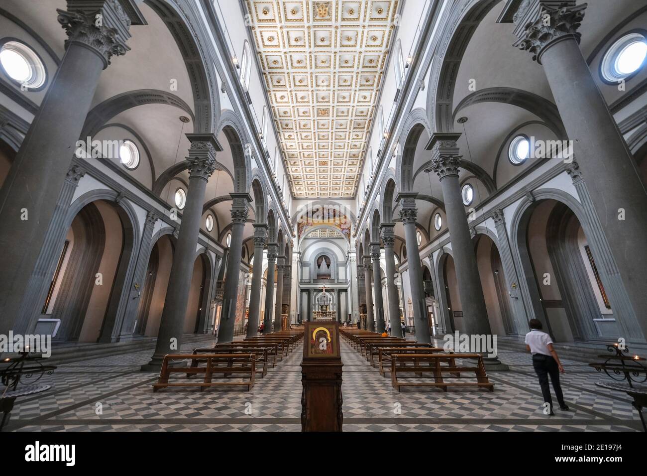 Italy, Tuscany Florence (Firenze in Italian). Central nave and ceiling