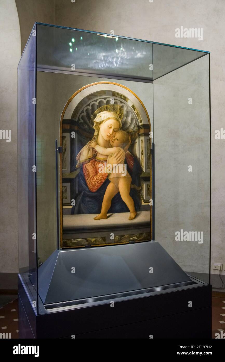 Italy, Tuscany: Florence (Firenze in Italian). The Madonna and Child by Filippo Lippi in the Medici Riccardi Palace (Palazzo Medici Riccardi) Stock Photo