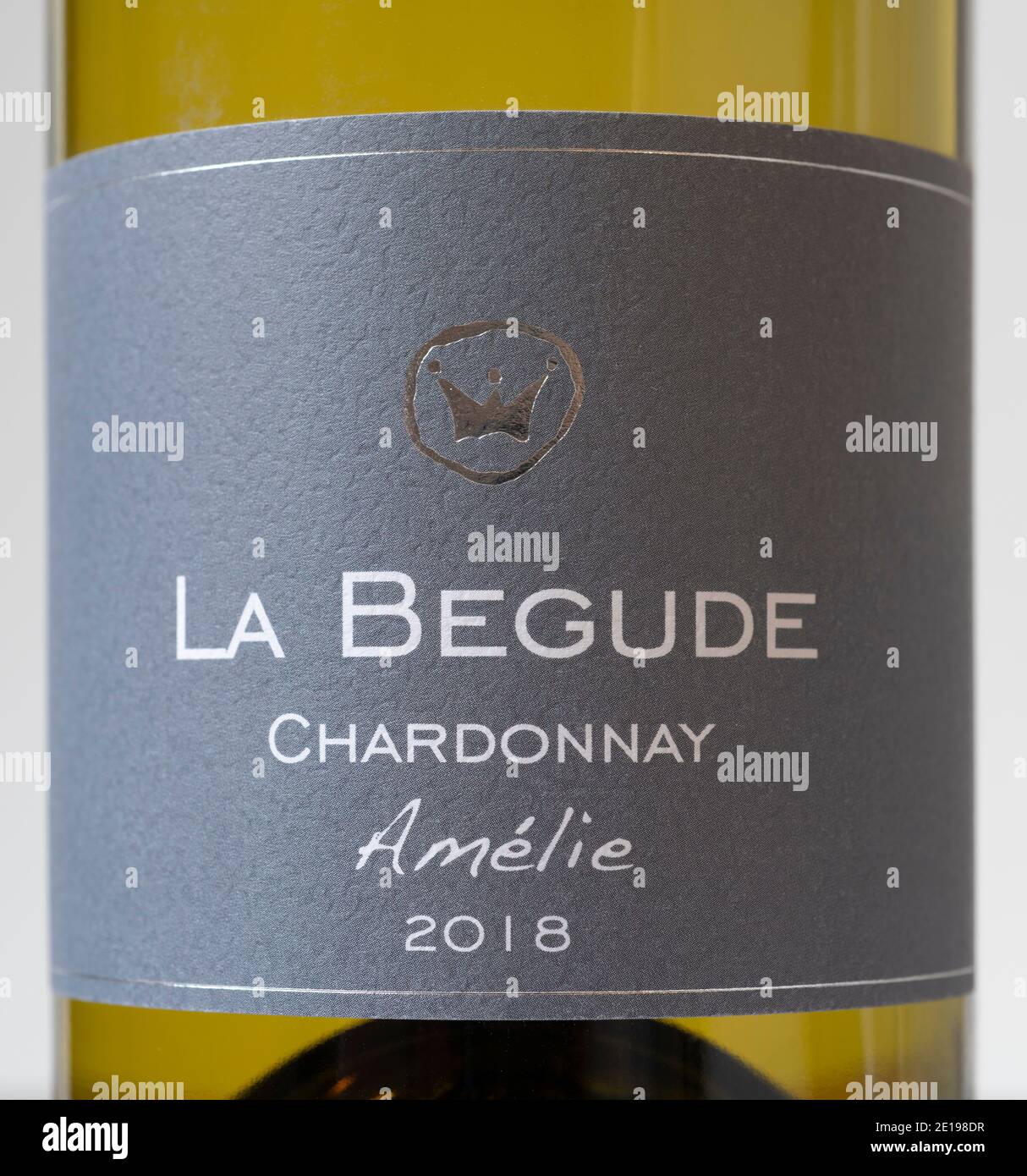 Domaine Begude Amelie Chardonnay French wine bottle label Stock Photo