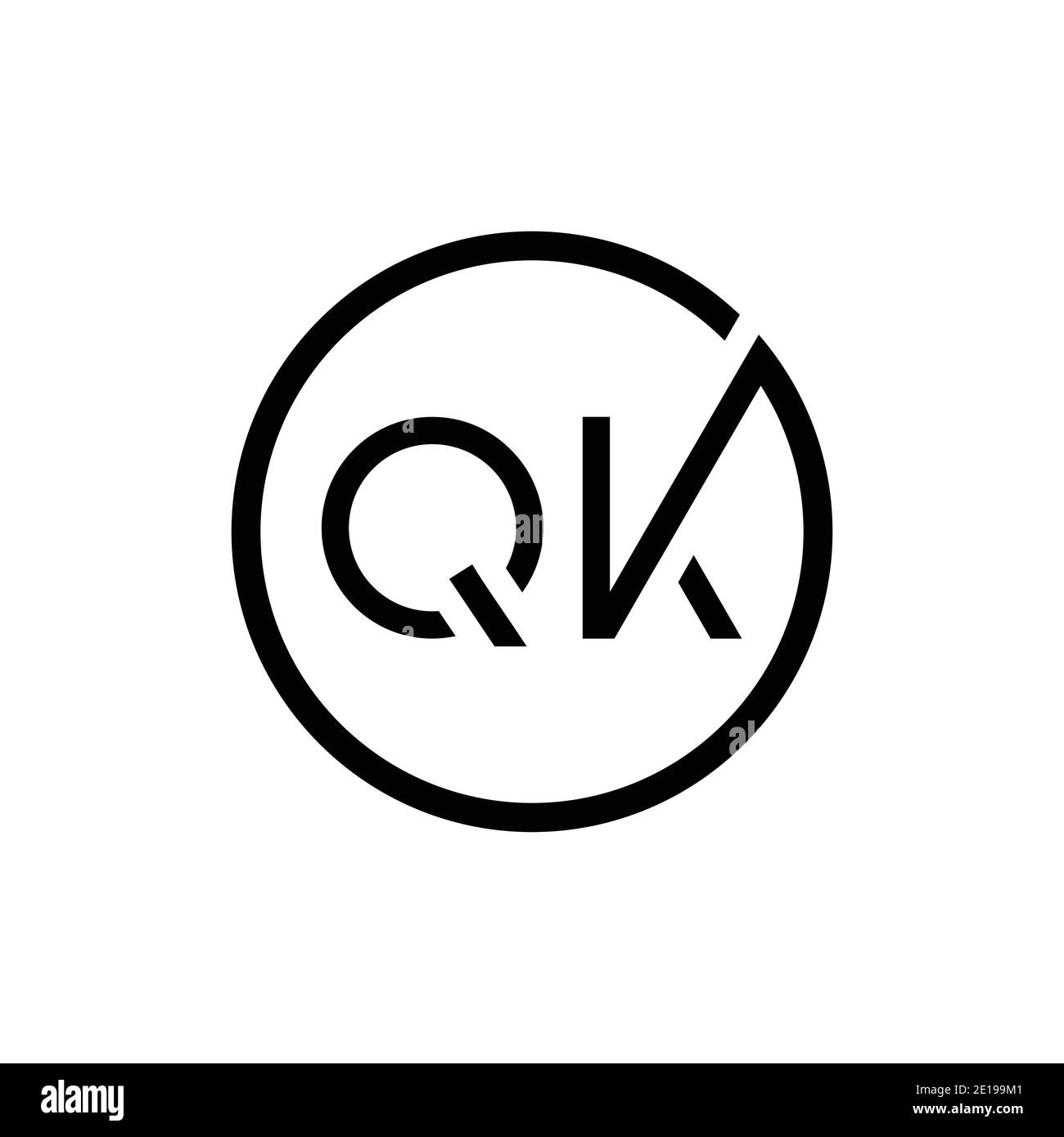 Initial Circle Letter QK Logo Design Vector Template. QK Letter Logo Design Stock Vector