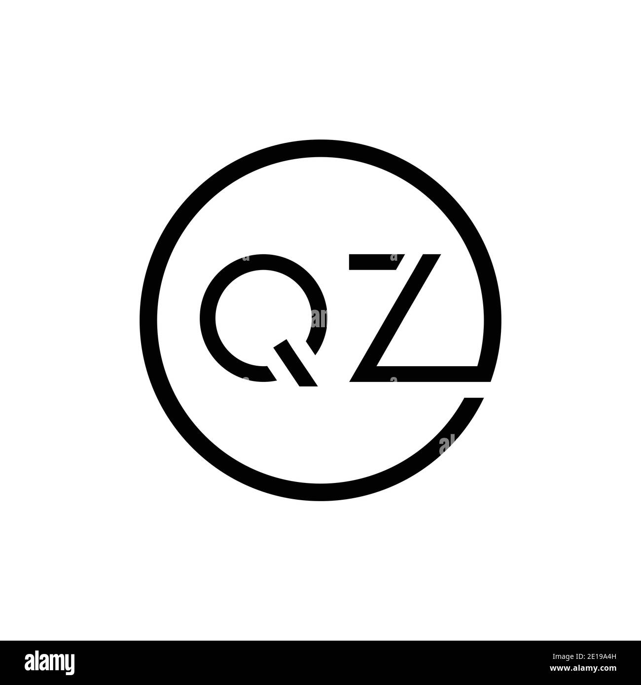 Initial Circle Letter QZ Logo Design Vector Template. QZ Letter Logo Design Stock Vector