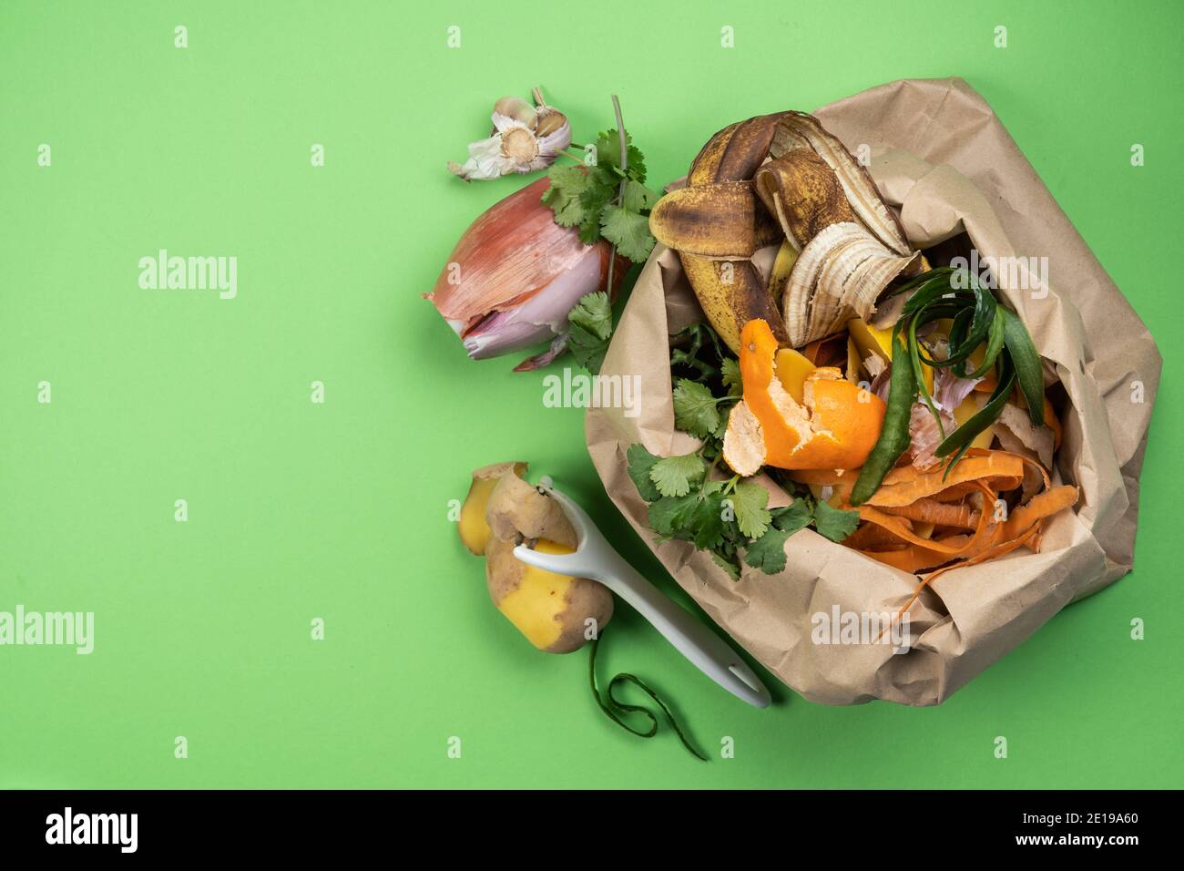 Composting concept kitchen leftovers in paper bag Stock Photo Alamy