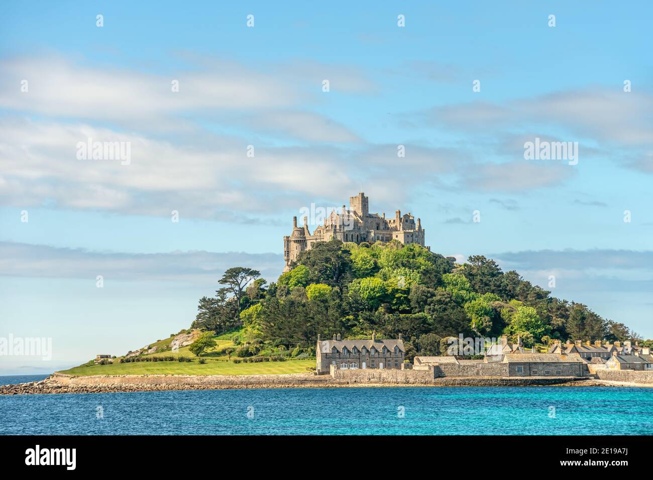 Distant view at St.Michaels Mount, Cornwall, England Stock Photo