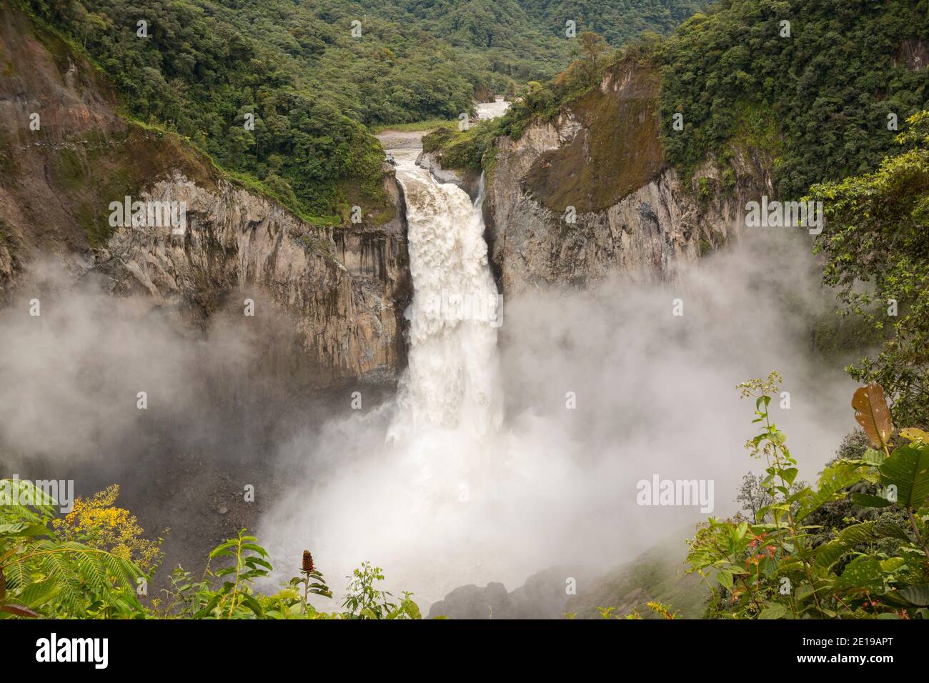 San Rafael Waterfall, Ecuador in September 2016 after a fresh rockfall