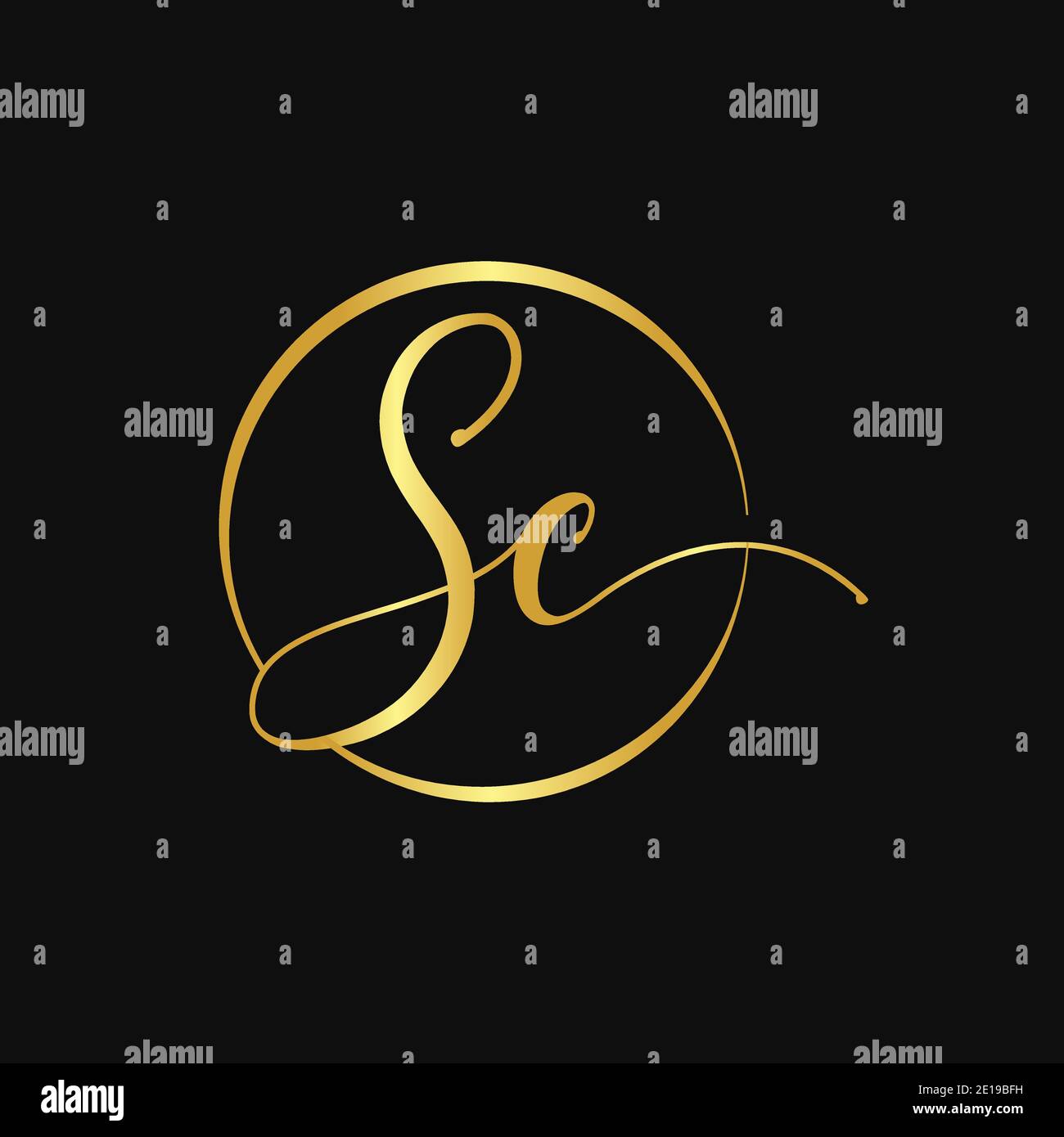 Initial SC letter Logo Design vector Template. Abstract Script Letter
