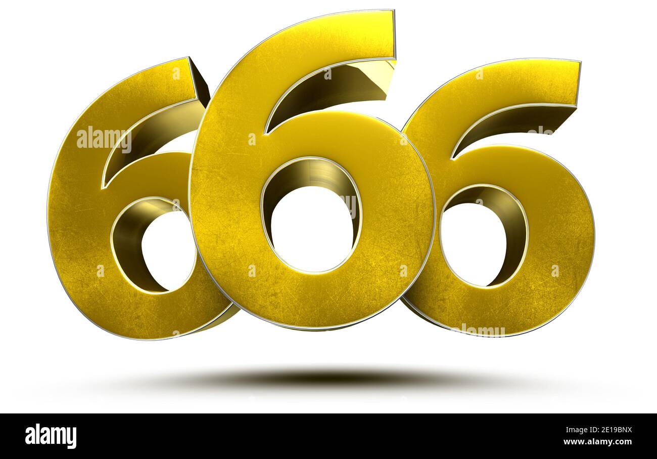 666 numbers 3D illustration on white background with clipping path. Stock Photo