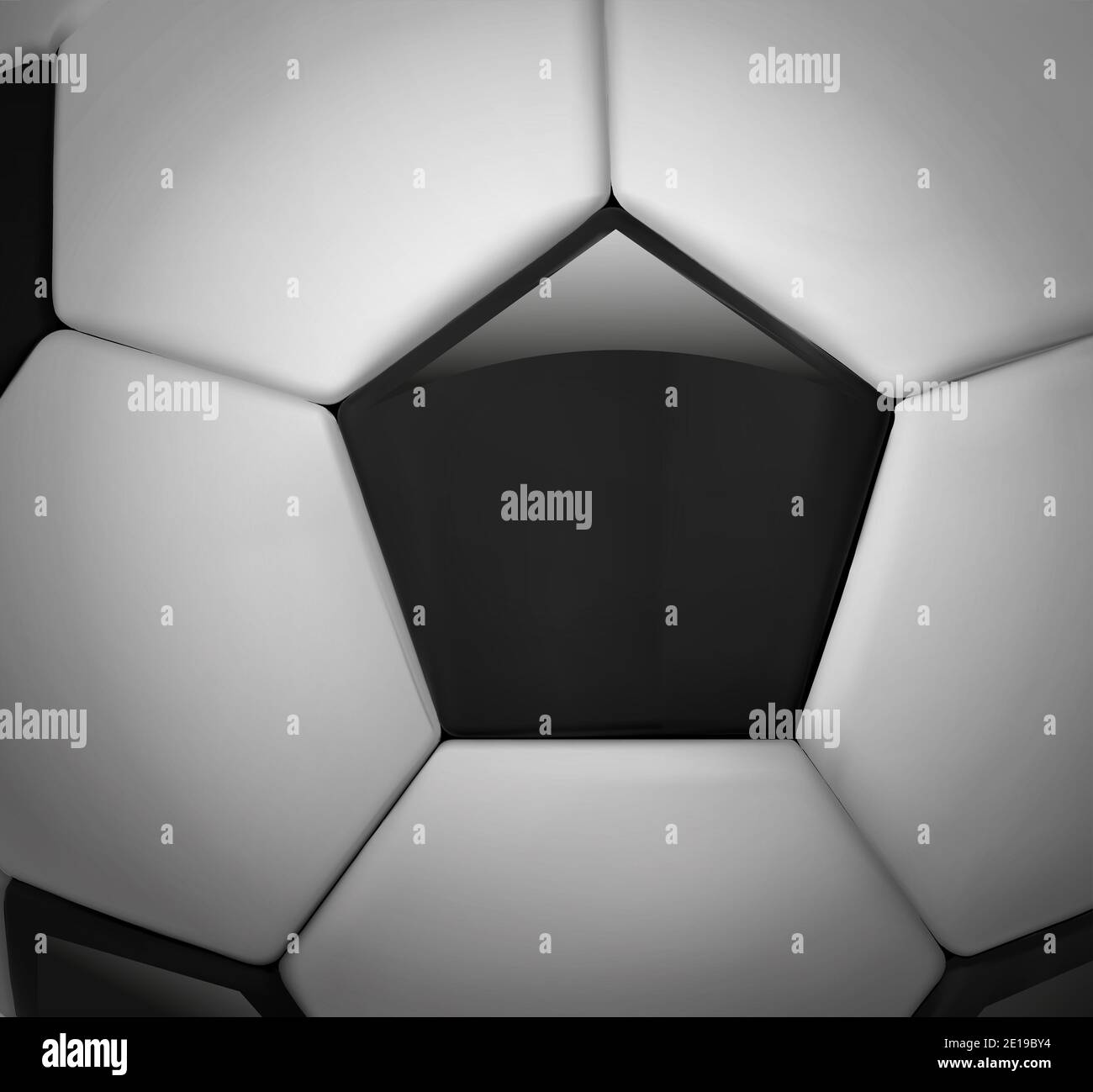 Soccer ball close up with text for football match design. illustration Stock Photo