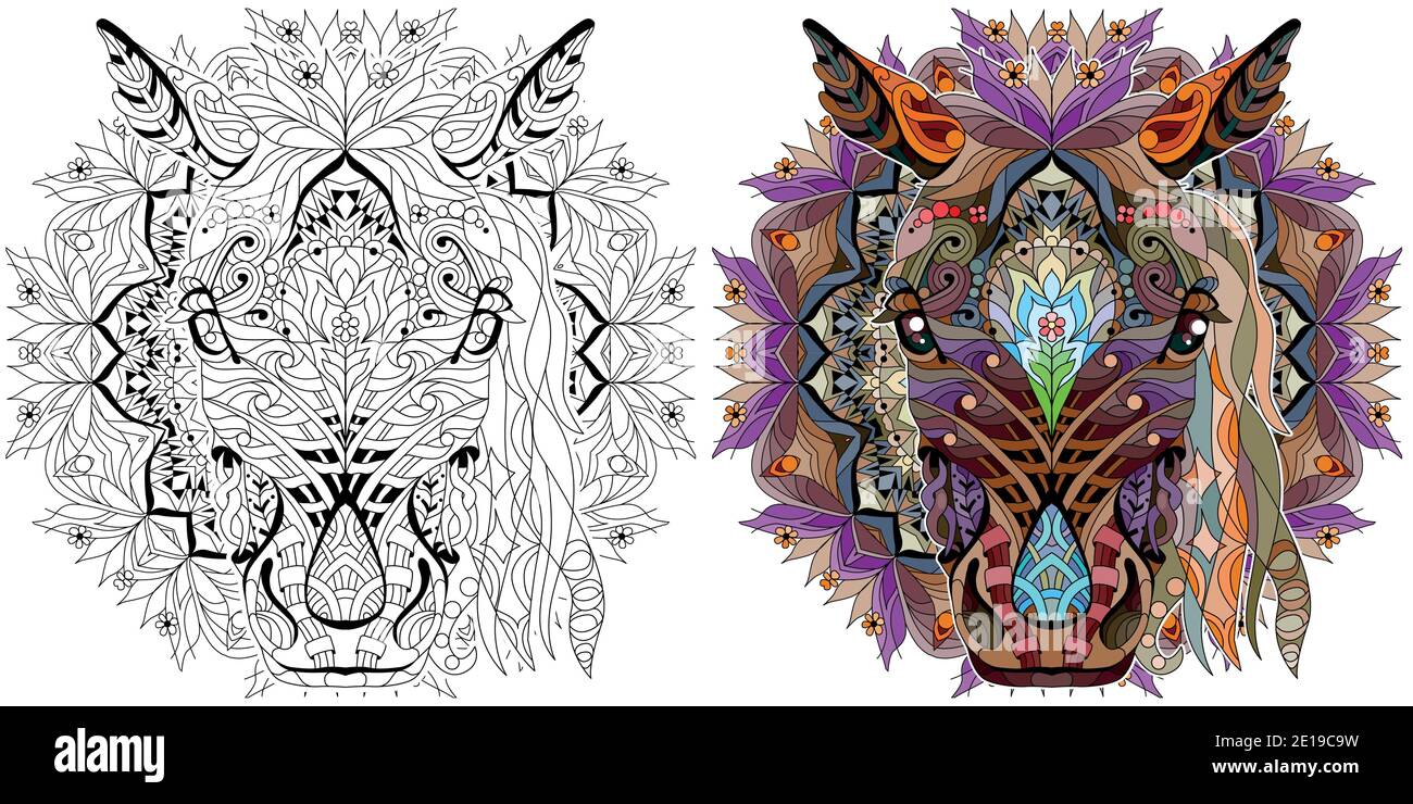 Head of horse zentangle styled with mandala for t-shirt design, for tattoo and other decorations. Color and outline set Stock Vector Image & Art - Alamy Head of horse zentangle styled with mandala for t-shirt design, for tattoo and other decorations. Color and outline set Stock Vector Image & Art - Alamy