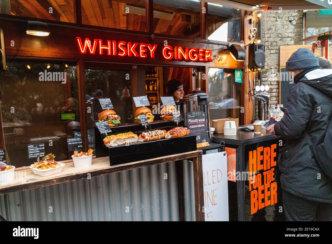 Food stalls in London Bridge Market Stock Photo Alamy
