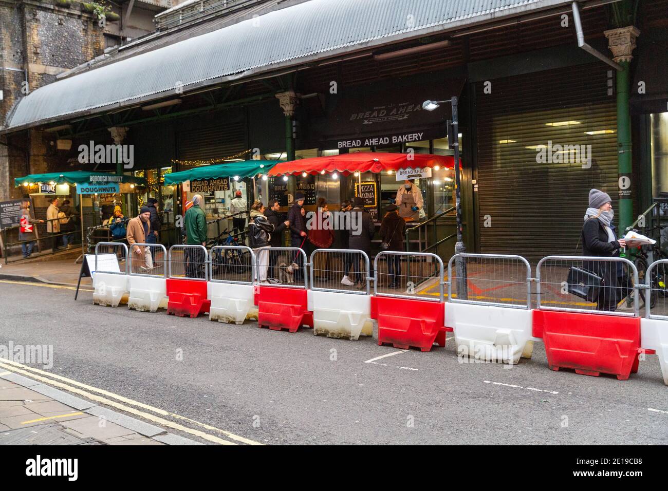 Food stalls in London Bridge Market Stock Photo Alamy