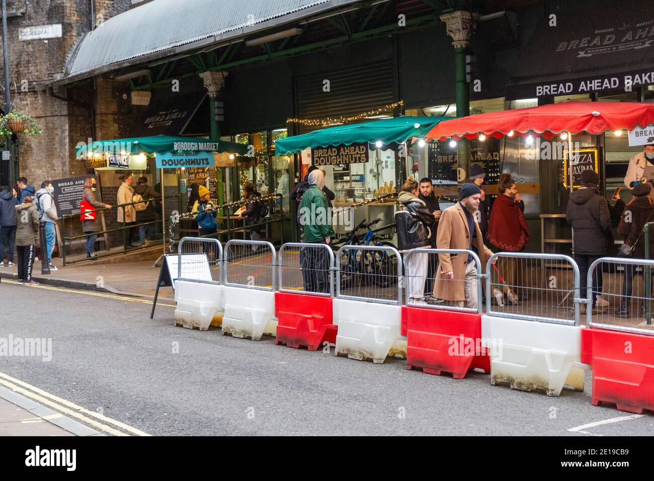Food stalls in London Bridge Market Stock Photo Alamy