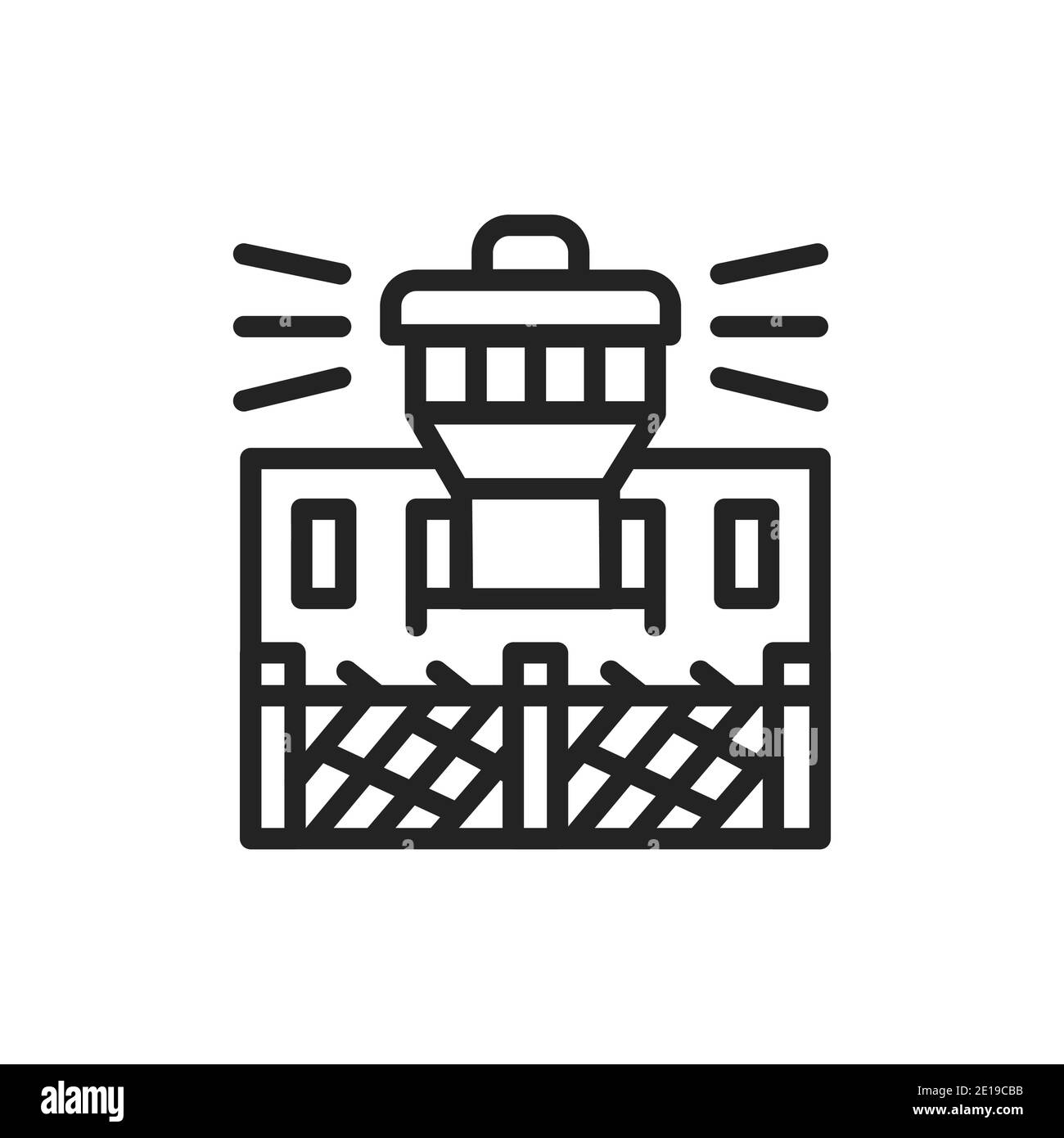 Prison building color line icon. Isolated vector element. Stock Vector