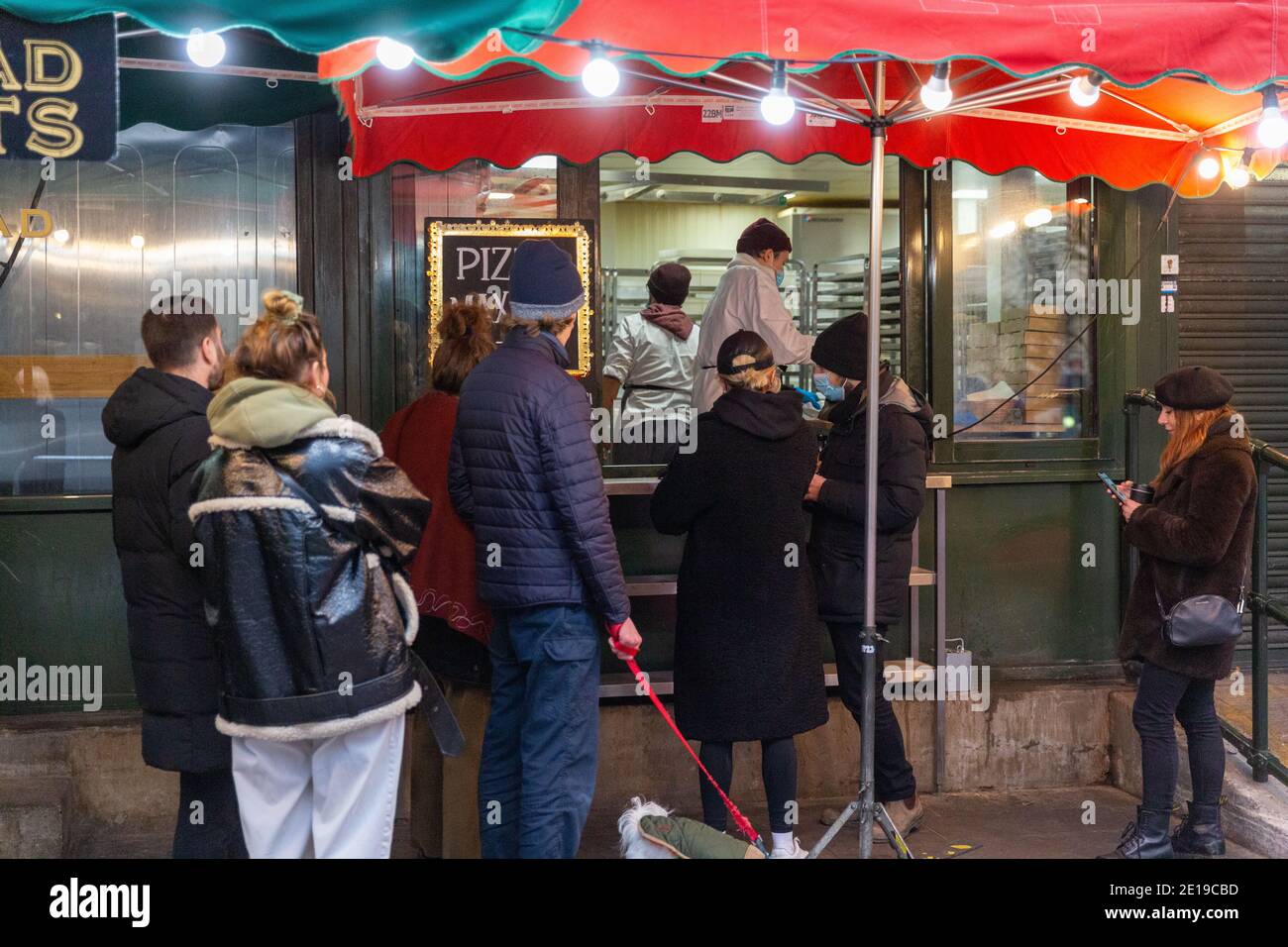 Food stalls in London Bridge Market Stock Photo Alamy