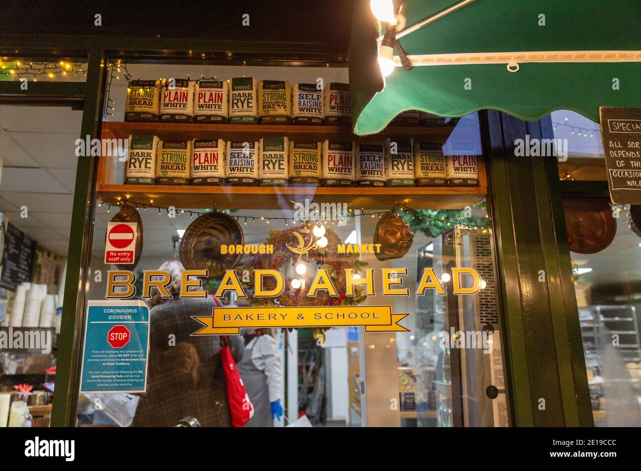 Food stalls in London Bridge Market Stock Photo Alamy