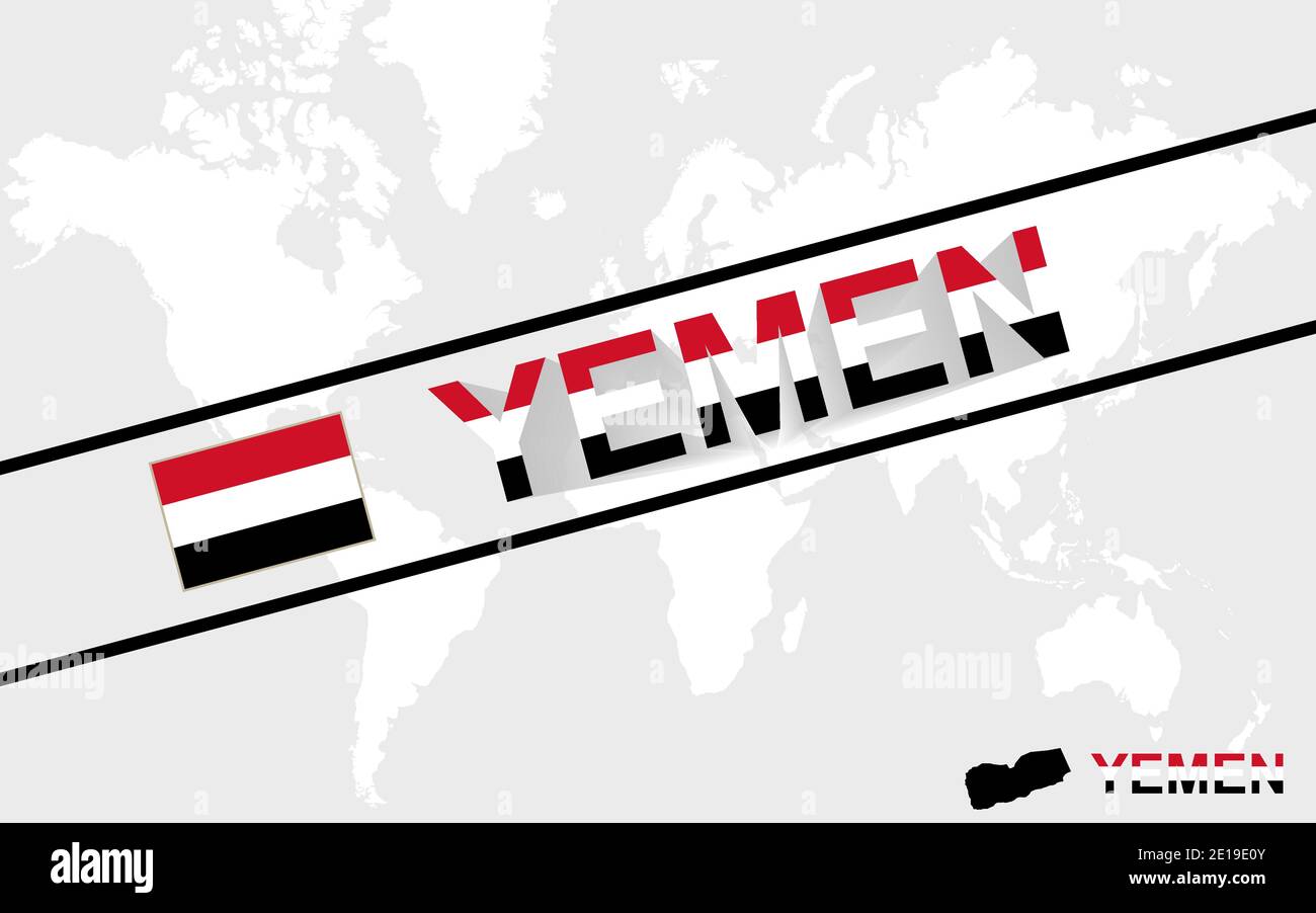 Yemen map flag and text illustration, on world map Stock Vector Image ...