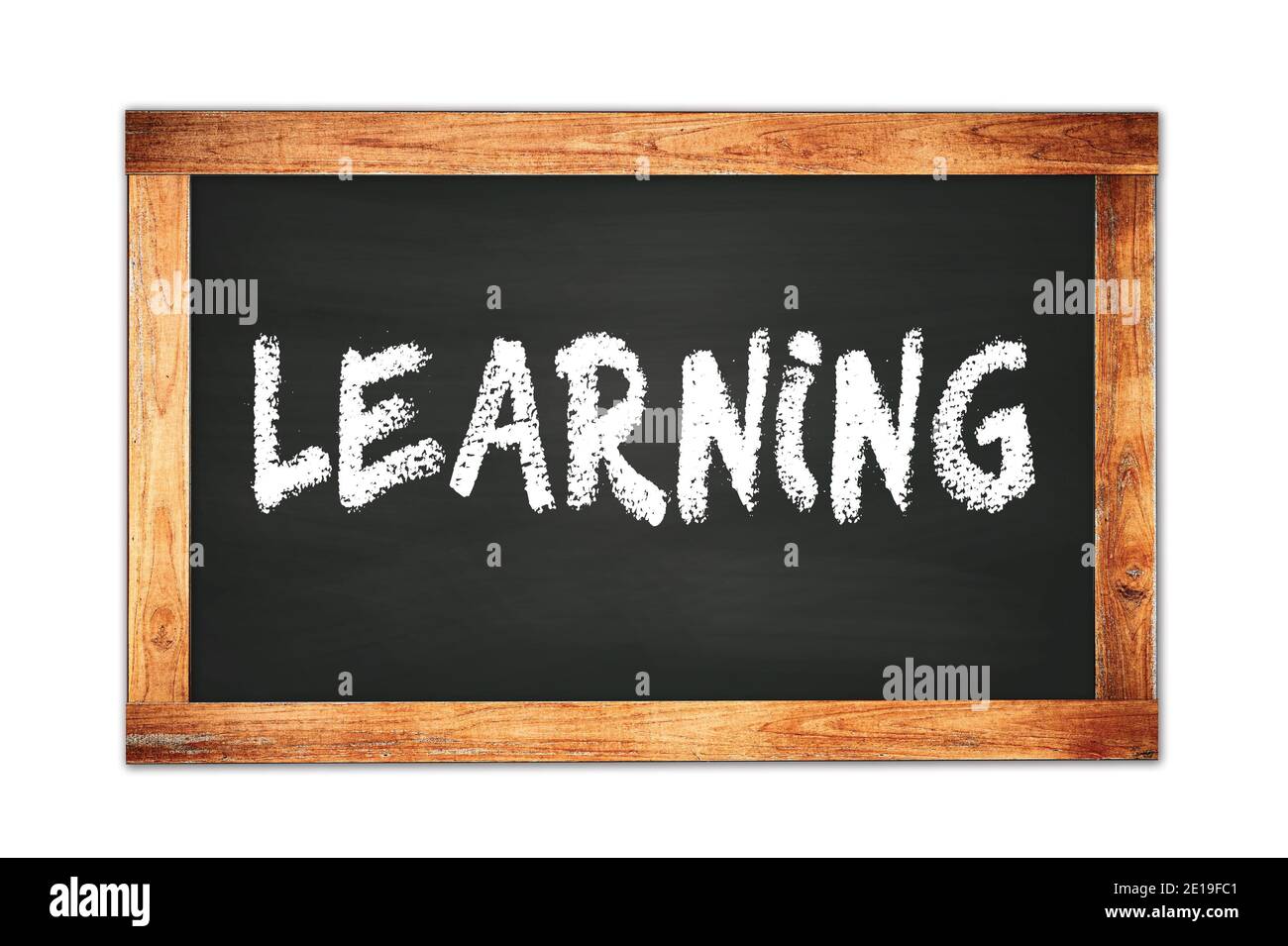LEARNING text written on black wooden frame school blackboard Stock ...
