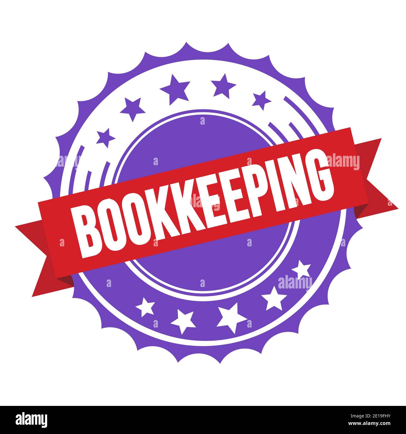 BOOKKEEPING text on red violet ribbon badge stamp Stock Photo - Alamy
