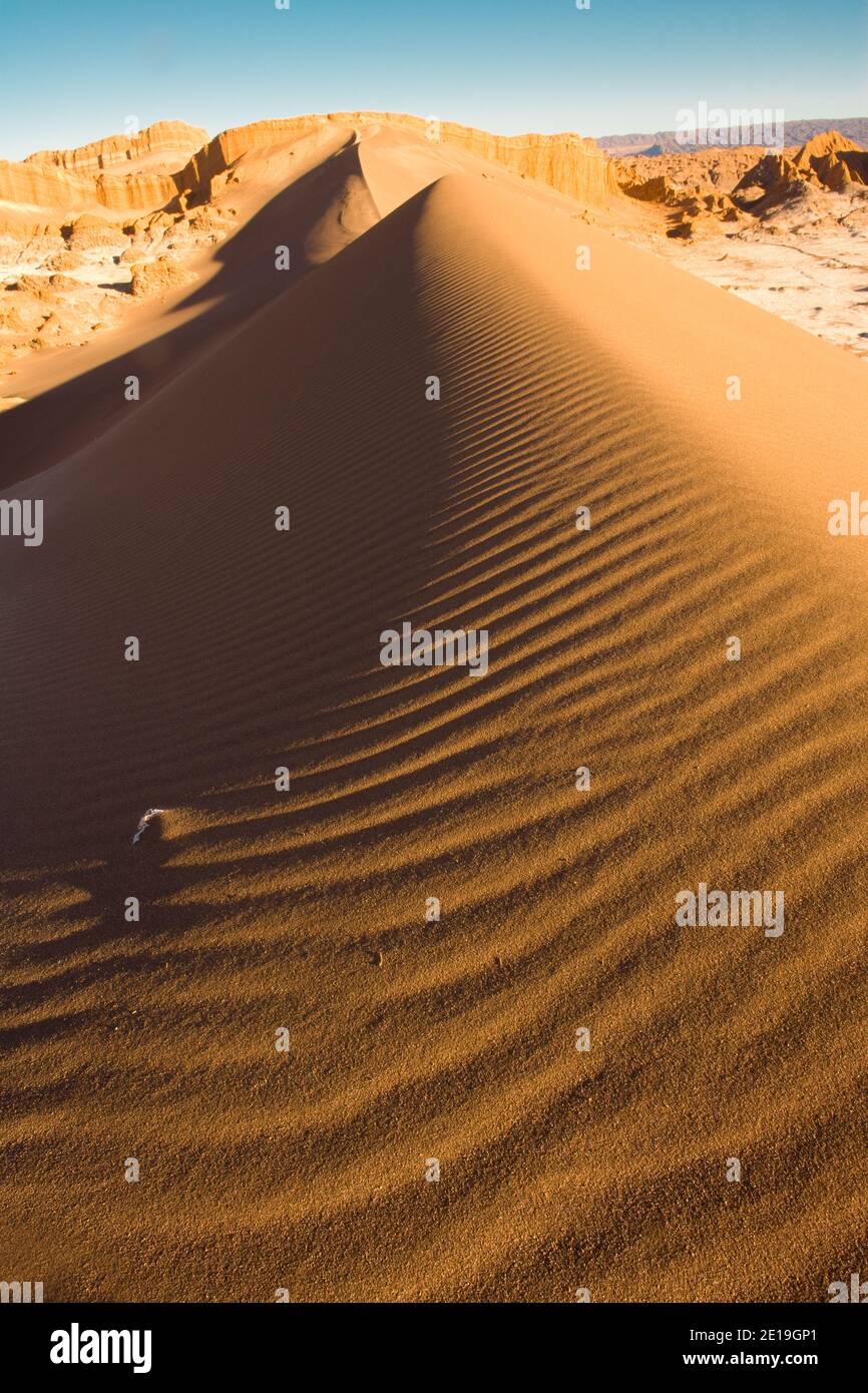 Sand dune at Valle de la Luna (spanish for Moon Valley), San Pedro de Atacama, Atacama desert, Antofagasta Region, Chile, South America Stock Photo