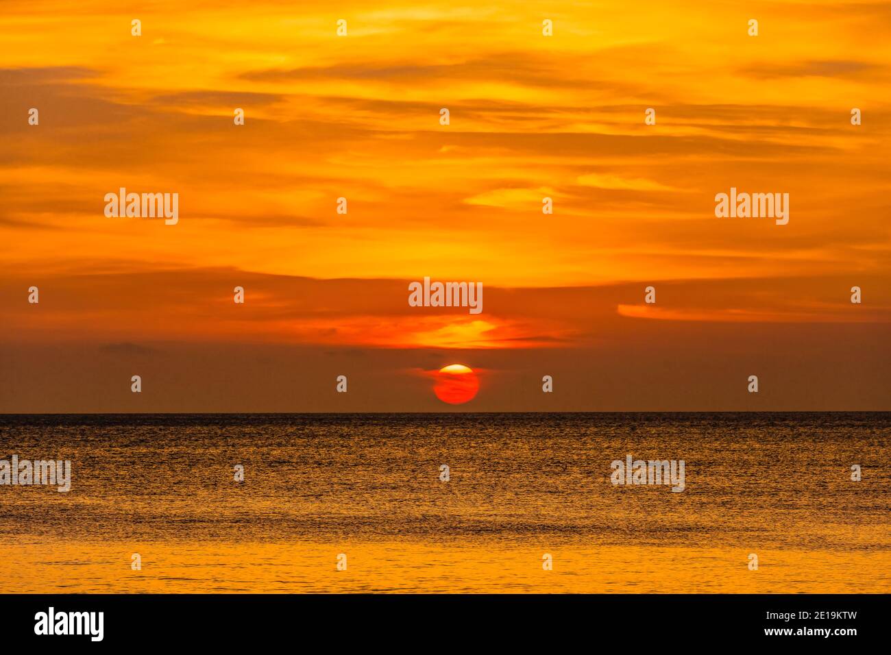 sunset over the sea at Kizimkazi in Unguja aka Zanzibar Island Tanzania East Africa Stock Photo