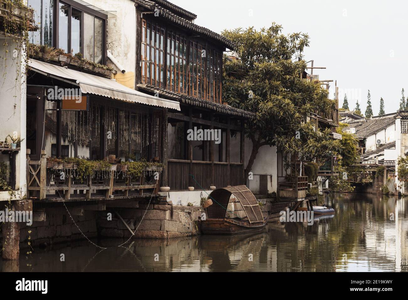 Old canal in Zhujiajiao water town in China Stock Photo